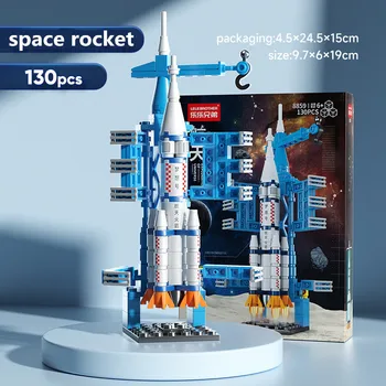 Cidade Foguete Espacial DIY de Artesanato Centro de Lançamento da Base de dados de Puzzle Modelo de Montagem de Tijolos para Crianças Blocos de Construção de Brinquedos Pequeno Conjunto de Meninos Presente