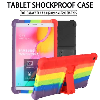 4 Engrossar Cornors à prova de Choque Capa de Silicone Case com Suporte Para Samsung Galaxy Tab 8,0 2019 8