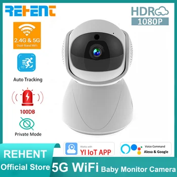 REHENT 5G WiFi Baby Monitor da Câmera 1080P sem Fio Auto controle de PTZ Alexa Google de Segurança Privada Modo Dual-Band YIIOT Câmara