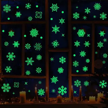 50Pcs Luminosa do floco de Neve de Parede Adesivos que Brilham No Escuro, Decalque para Crianças de Quartos de Bebê Quartos de Natal, Decoração Navidad 2022