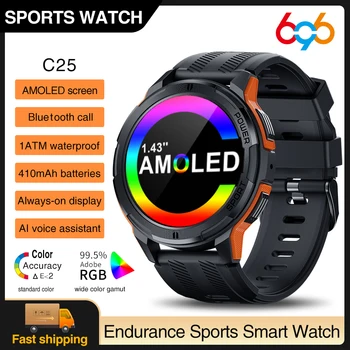 AMOLED Inteligente Relógios de Homens Smartwatch 2023 Impermeável Dente Azul, Chamada De 1,43 Polegadas 466*466 Tela HD 100+ Esportes de 30 Dias de Suspensão Mulheres