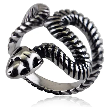 Moda para Homens e Mulheres Personalizado Retro Aço Inoxidável da Serpente, Anéis de Tamanho 7-13