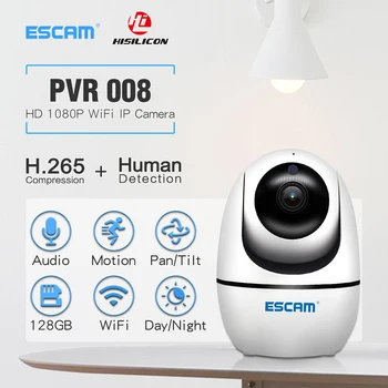 ESCAM PVR008 H. 265 Auto controle de PTZ Pan/Telha Câmera de 2MP HD 1080P sem Fio Visão Noturna da Câmera do IP