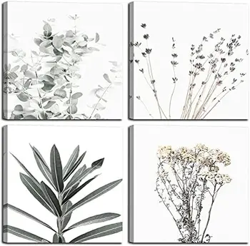 Botânico Conjunto de 3, Quinta Decoração Planta de Folha de Flor de Linha de Lona , Minimalista Bege Boho Tema Botânico estampa Floral Dor