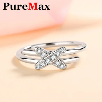 PureMax Premium Cruz Moissanite Anel de Diamante para Mulheres, 100% Original Prata 925 Moda Engajamento Moissanite Anel com GRA