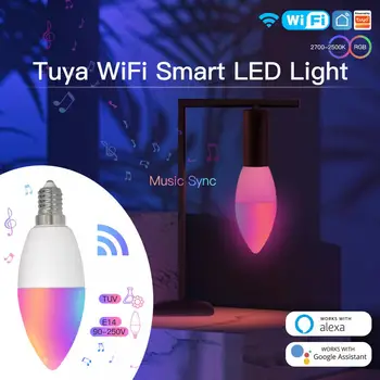 Lâmpada Led Smart Bulbo Do Diodo Emissor De Luz E14 Lâmpada Europeia Candelabros Smart Smart Led Lâmpada Alexa Lâmpada Inicial Do Google Yandex Alice