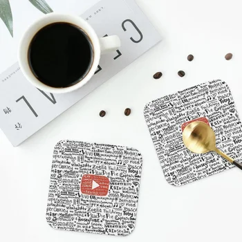 Youtube bases para copos de PVC de Couro Esteira Impermeável Isolamento de Café Tapetes para Decoração de Casa, Cozinha de Jantar Almofadas Conjunto de 4