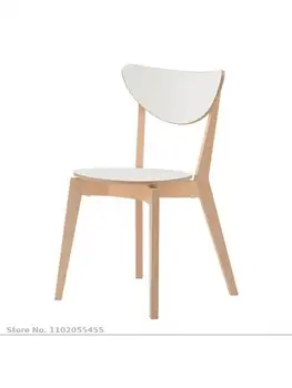 Cadeira de jantar de casa Nórdicos moderna madeira maciça, encosto da cadeira maquiagem branca cadeira