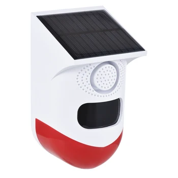 Solar do Sensor de Movimento do Alarme Solar Exterior de Alarme 120dB Sirene Alta LED Luzes Estroboscópicas Som de Alarme de Segurança