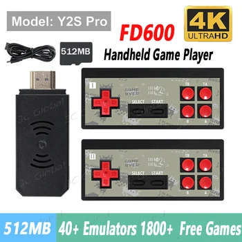 FD 600 Portátil de jogos Construído-em 1800+ Jogo Retro Console de jogos HD 512MB Plug & Play, Jogo de Vídeo Vara HD 40+ Emuladores