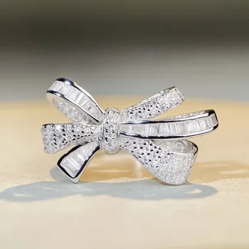Moda De Luxo Verde Zircão Anéis ButterflyCushion Cortar Anéis De Prata 925 Esterlina De Casamento, Anéis De Noivado Zircão Anéis Para As Mulheres