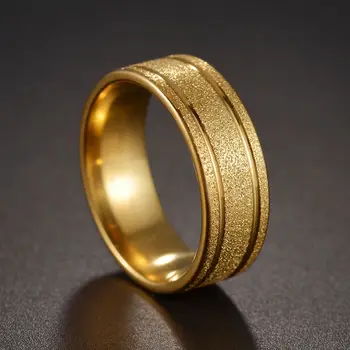 1pcs Simples Estilo de Moda de Anéis de Aço Inoxidável Clássico da Cor do Ouro do Casal Anel Para as Mulheres os Homens de Casamento Noivado Presente da Jóia