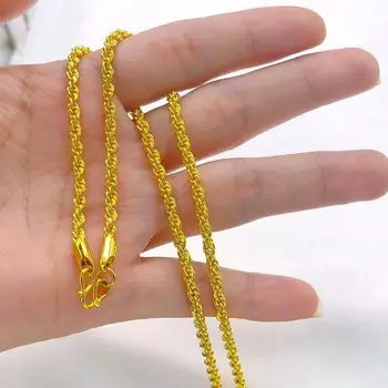 Difícil colar de ouro mulheres de ouro-jóias banhadas a ouro duro de cadeia única cor de longa duração, sem pingente Vietnã ouro puro encantos