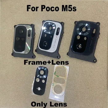 Novo Original Para Xiaomi Poco M5s Câmera Traseira De Vidro Lente Traseira Da Câmera Com Moldura Tampa Cola Adesivo Adesivo De Substituição