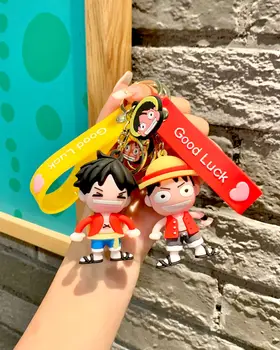 UM PEDAÇO de desenhos animados Anime Monkey D. Luffy Chaveiro de Boneca Mochila Pingente de Chave do Carro do Anel Ornamentos de Jóias Brinquedos Presentes