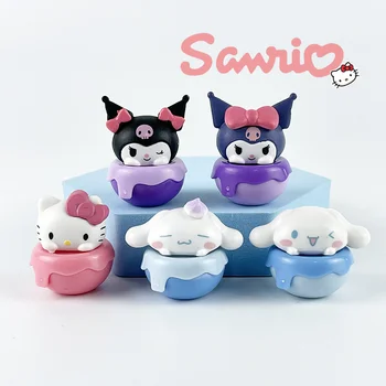 Sanrio sorvete Bonito Feijão Boneca Bonito dos desenhos animados 5pcs Mini-Figuras Kuromi Kitty Cinnamoroll Coleção Enfeite Brinquedo Decoração Garoto Presente