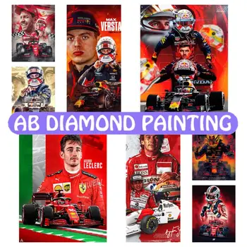 DIY 5D Handwork F1 Diamante Pintura Max Verstapper Corrida de Lewis, Charles Leclerc Fórmula Campeão do Mundo de Strass