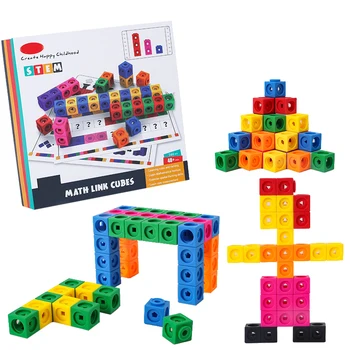 Montessori Matemática Brinquedos De 10 Cores do arco-íris Link Cubos Snap Blocos de Empilhar Jogo de Aprendizagem Educacional de Brinquedos Para Crianças de Diy Quebra-cabeça 3D