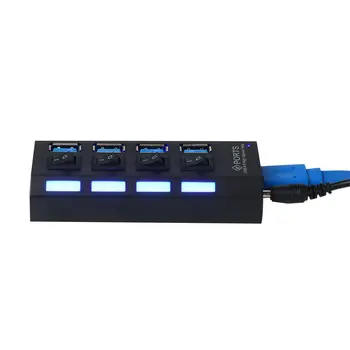 4/7 Porta do Concentrador USB 3.0 de Alta Velocidade 5Gbps Interruptores On/Off Adaptador de Energia CA EUA/UE/UK/AU Plug para PC