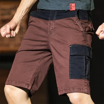 2023 Homens de Verão em Puro Algodão Personalizado Emenda da Moda Vestuário de trabalho, Shorts Moda de Grandes Bolsos Solta Shorts Ocasionais de Homens