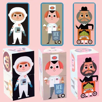 Brinquedos Educativos de Madeira de desenho animado 3d Quebra-cabeça de Cubos de Blocos de Inteligência de Crianças Teaser de Cérebro a Aprendizagem de Crianças Jigsaw