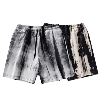 Casual Jogging Algodão Tie Dye Homens de Verão, Shorts Shorts Vintage Esportes Shorts masculinos