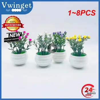 1~8PCS Mini Desktop Pequenos Vasos Artificiais de Aloe Vera, Planta Bonsai Planta Falso Flor Secretária Vasos de Decoração de Jardim de Casa