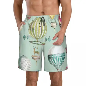 Balão de Ar quente, masculina Casual Pé Shorts Cordão Praia Calças de Conforto Plano Frontal Shorts S