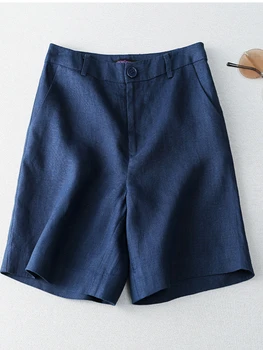 Mulheres de Verão, Shorts 2023 Shorts Ocasionais do Algodão de Doces Clássico Roupa de cama (mediante o Botão de Voar em linha Reta Calças Curtas de Estudante Mulheres Shorts