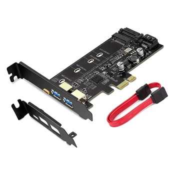 Placa PCI-E USB 3.0 PCI Express Card Incl.1 USB C e 2 Portas USB, M. 2 NVME para PCIe 3.0 Adaptador de Cartão com Suporte