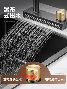 Nano-304 aço inoxidável cozinha pia cachoeira grande single-slot de mão-tanque de lavar roupa casa de mão-pia para se lavar.