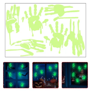 Halloween Luminoso Sangue Handprint Adesivo De Halloween Fluorescente Autocolante De Decoração De Halloween Frete Grátis Itens