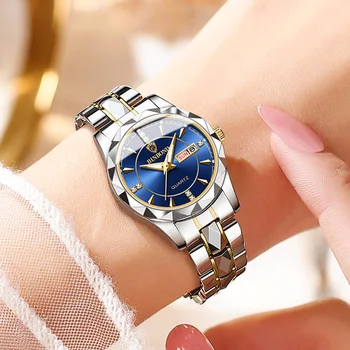 Marca de luxo das Mulheres Relógio de Diamantes de Moda Rhombic Lattice Alça de Mão Luminosa Relógio Casais Personalizada, Jóia relógio de Pulso