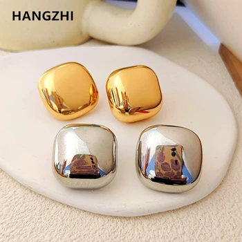 HangZhi de Metal Quadrado Brincos para Mulheres Suave Oca Cor de Ouro Charme Geométricas Vintage na Moda Jewerly Novo Atacado