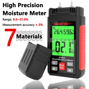 HT633 Digital Medidor de Umidade de Alta Precisão luz de fundo do LCD Umidade da Madeira Testador Higrômetro de Madeira Úmida Cimento Medidor de Umidade