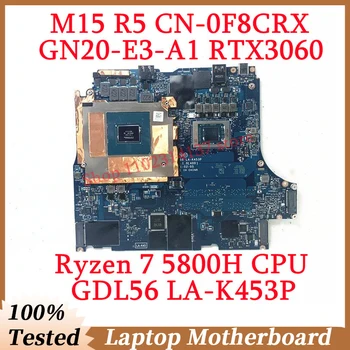 Para a DELL M15 R5 CN-0F8CRX 0F8CRX F8CRX Com Ryzen 7 5800H CPU LA-K453P Laptop placa-Mãe GN20-E3-A1 RTX3060 100% Testado Bom