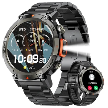 2023New Exterior Smart Watch Homens Com Lanterna Sport Fitness Pulseira de Pressão Arterial IP67 Impermeável Smartwatch para Android IOS