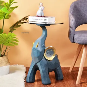Moderna Forma Do Elefante Resina Mesa De Centro Para Sala De Estar Mobiliário Criativo Casa Interior Estátuas Decorativas Sofá Do Lado Da Mesa
