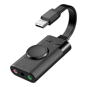 TechRise Placa de Som USB USB de 3,5 mm para Fone de interface de Áudio Estéreo Externo de Adaptador de Som Conversor com Controle de Volume Para w