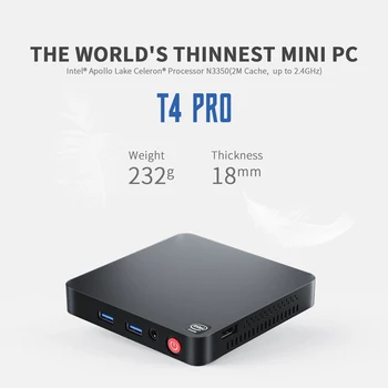 Beelink T4 Pro Mini PC Intel Celeron N3350 Até 2,4 GHz Windows 10 Desktop 4GB+64GB 2.4/5.8 GHz WiFi BT4.0 Dual 4K de indicador de HDMI