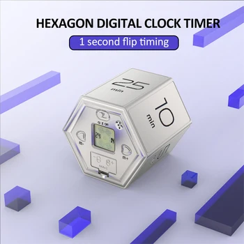 Hexágono Relógio Digital Temporizador Dupla de Temporização do Timer do Relógio Magnético Cubos de Timer de Cozinha Hexágono Flip Temporizador para o Estudo de Cozedura Temporizador